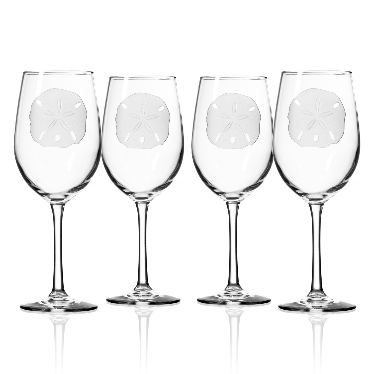 Sand Dollar Etched Wine Glasses - Set of Four