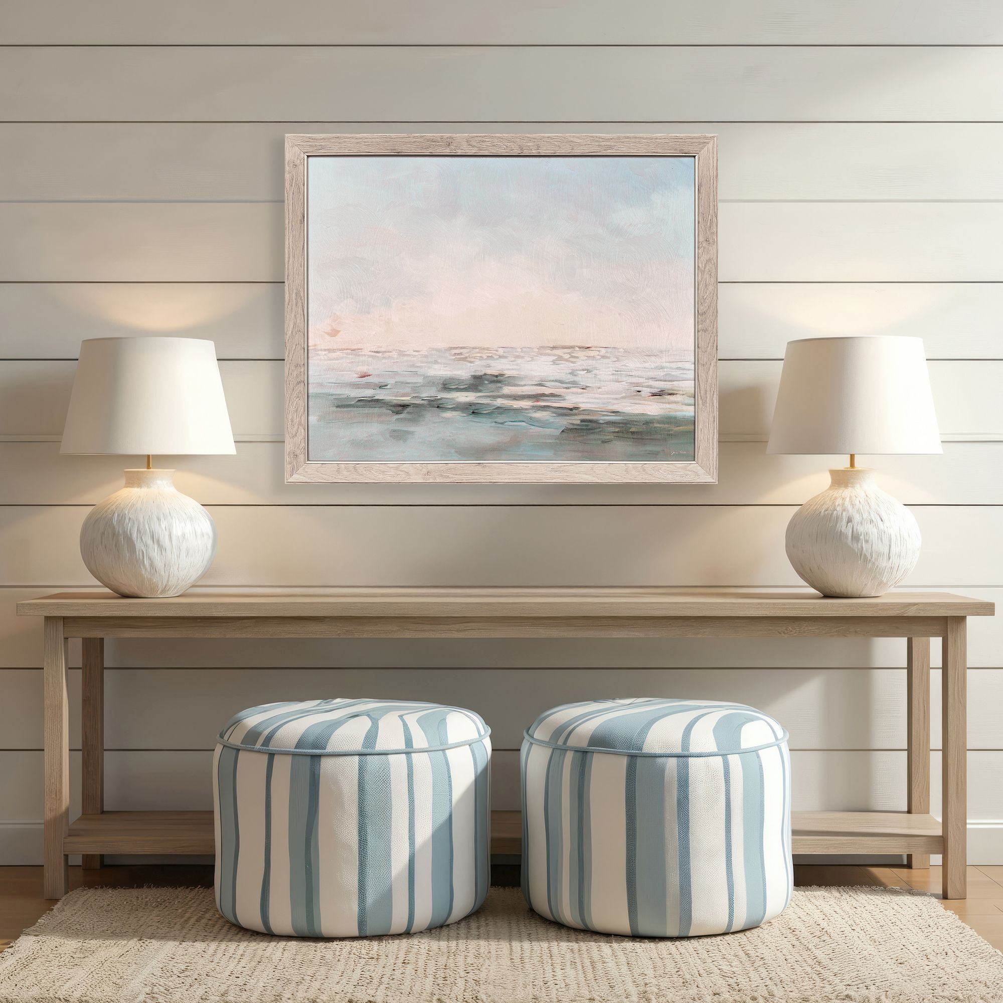 Ocean Horizons Driftwood Framed Print - Room Example
