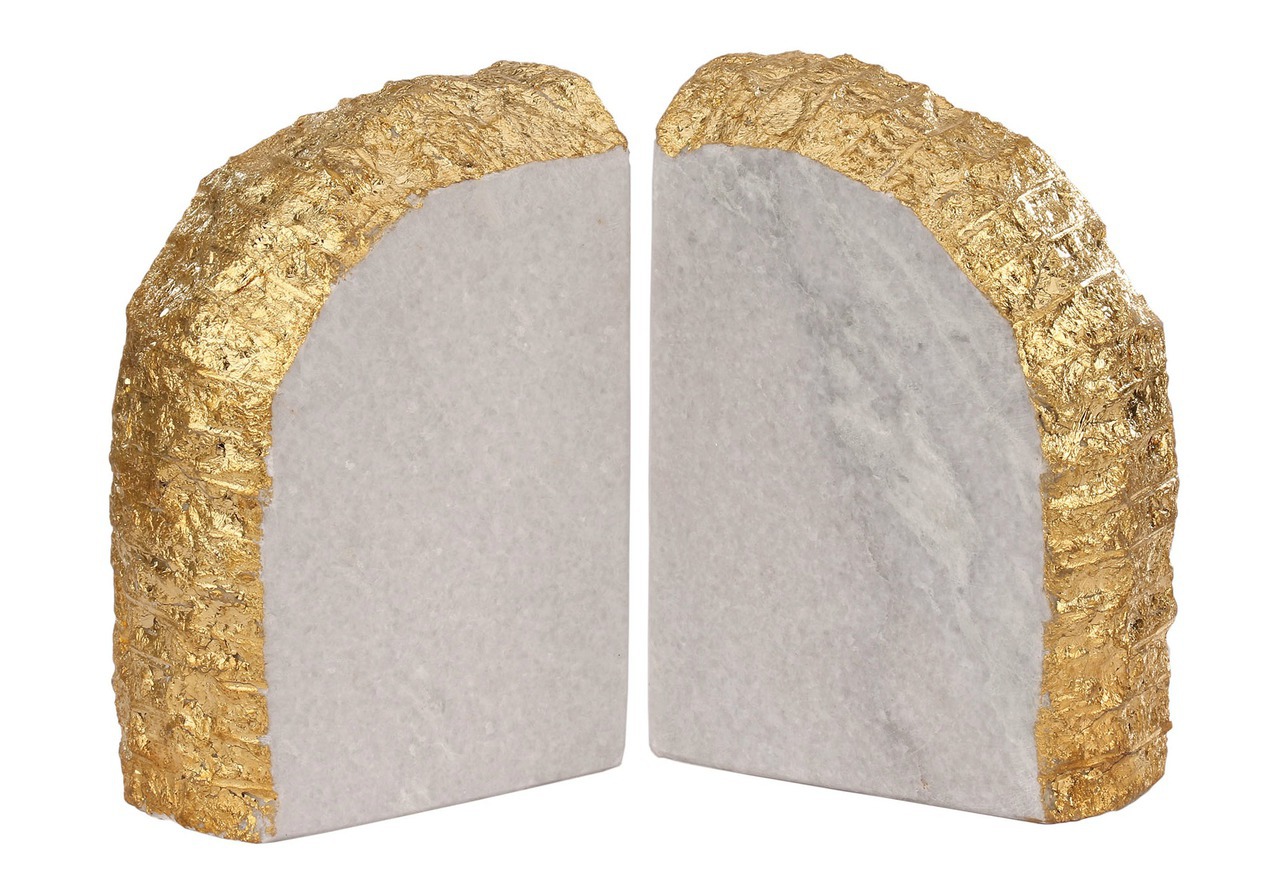 Glace Marble Bookends with Gold Leaf