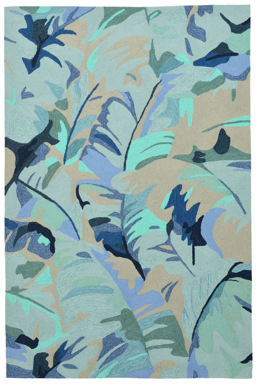 Capri Palm Leaf Blue Rug