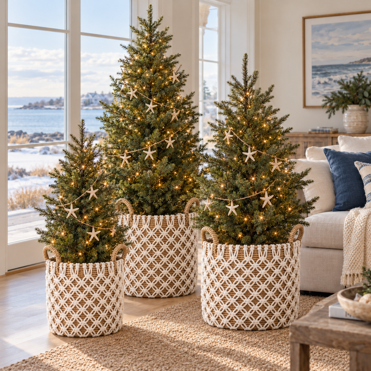 Holiday Tree Idea in Nautical Knots Baskets Holiday Tree Idea in Nautical Knots Baskets Image Ideas