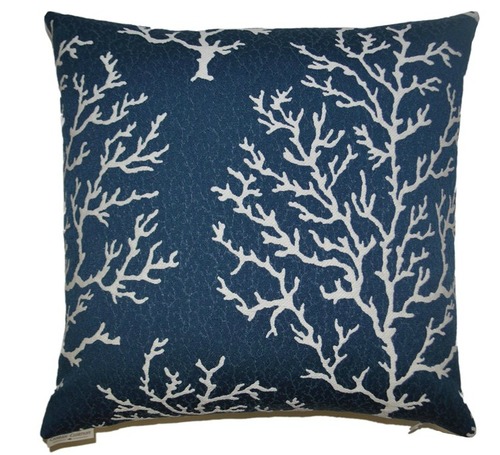 Navy Blue Coral Craze Pillow
