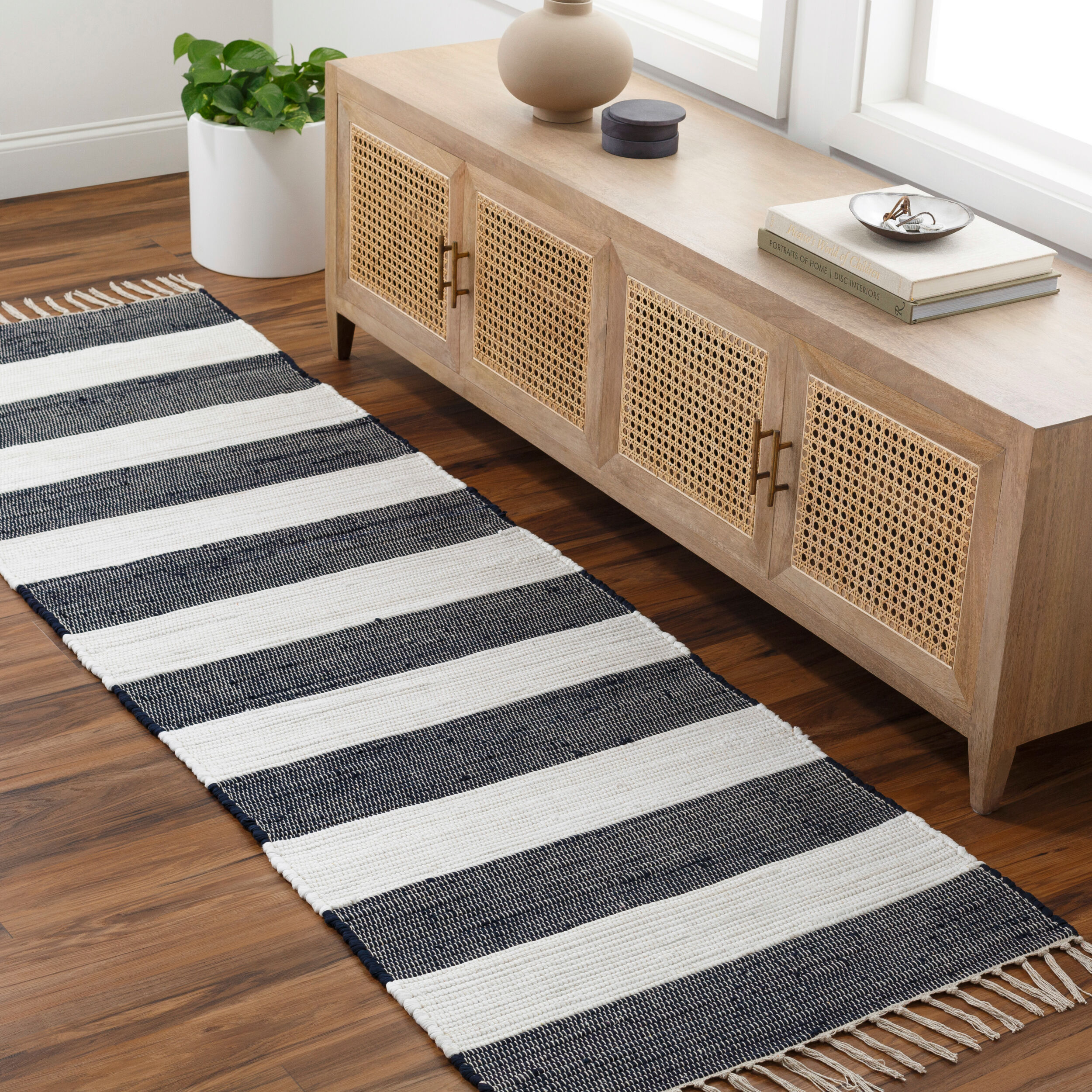 Sailor Stripe Rug Runner in Room Image