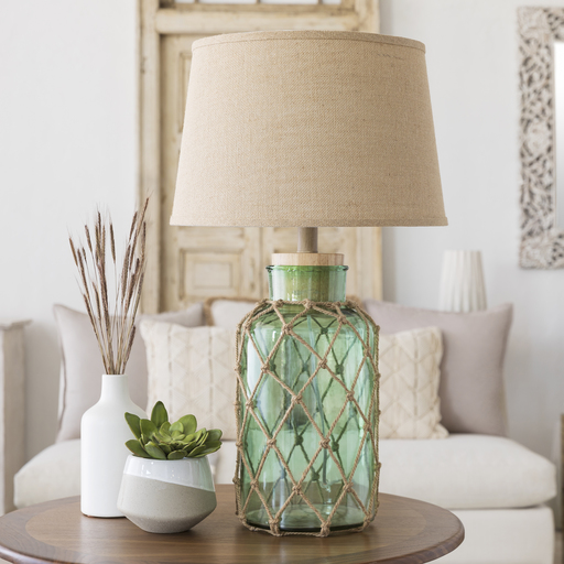 Mint Green Nautical Net Glass Lamp