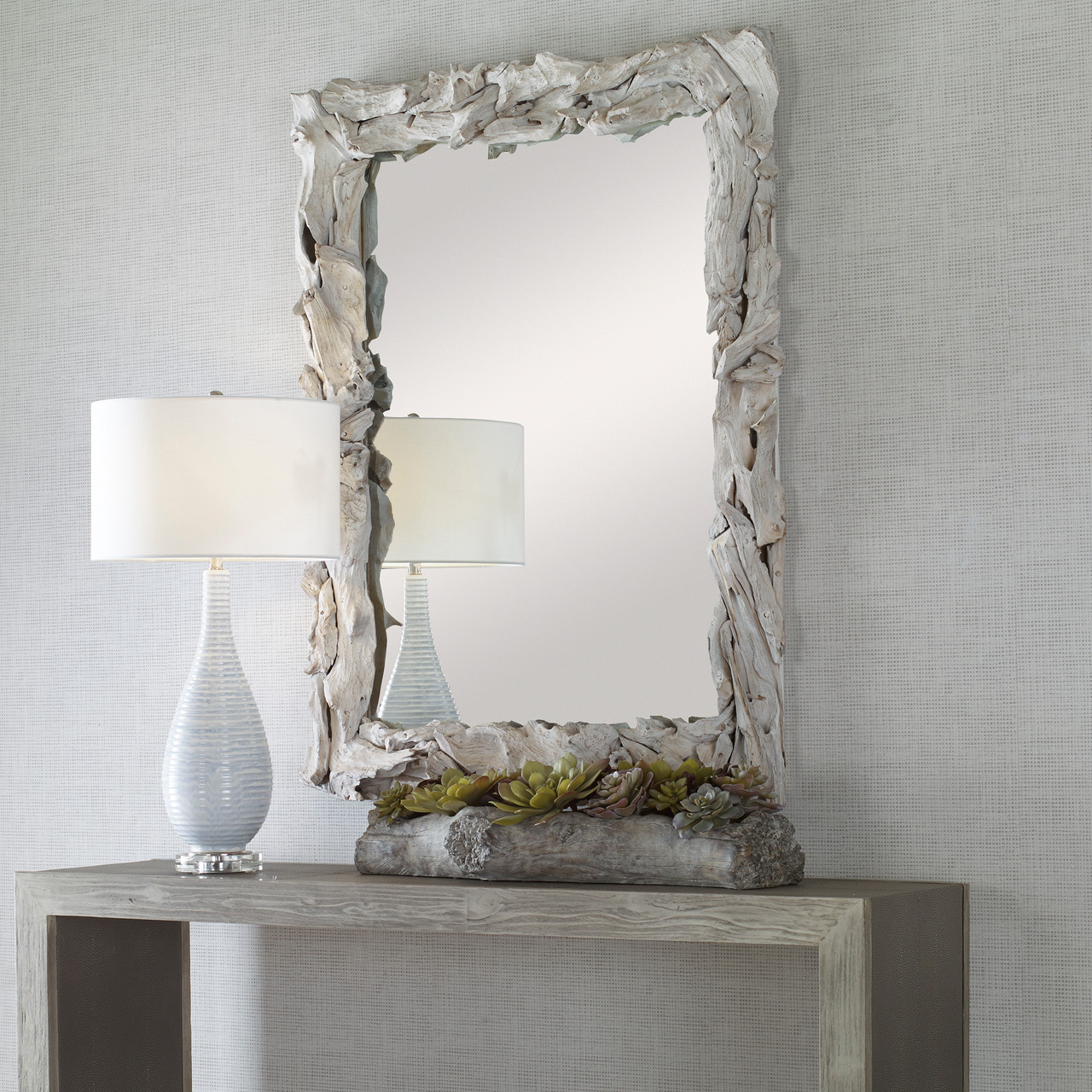 Redondo White Washed Driftwood Large Mirror