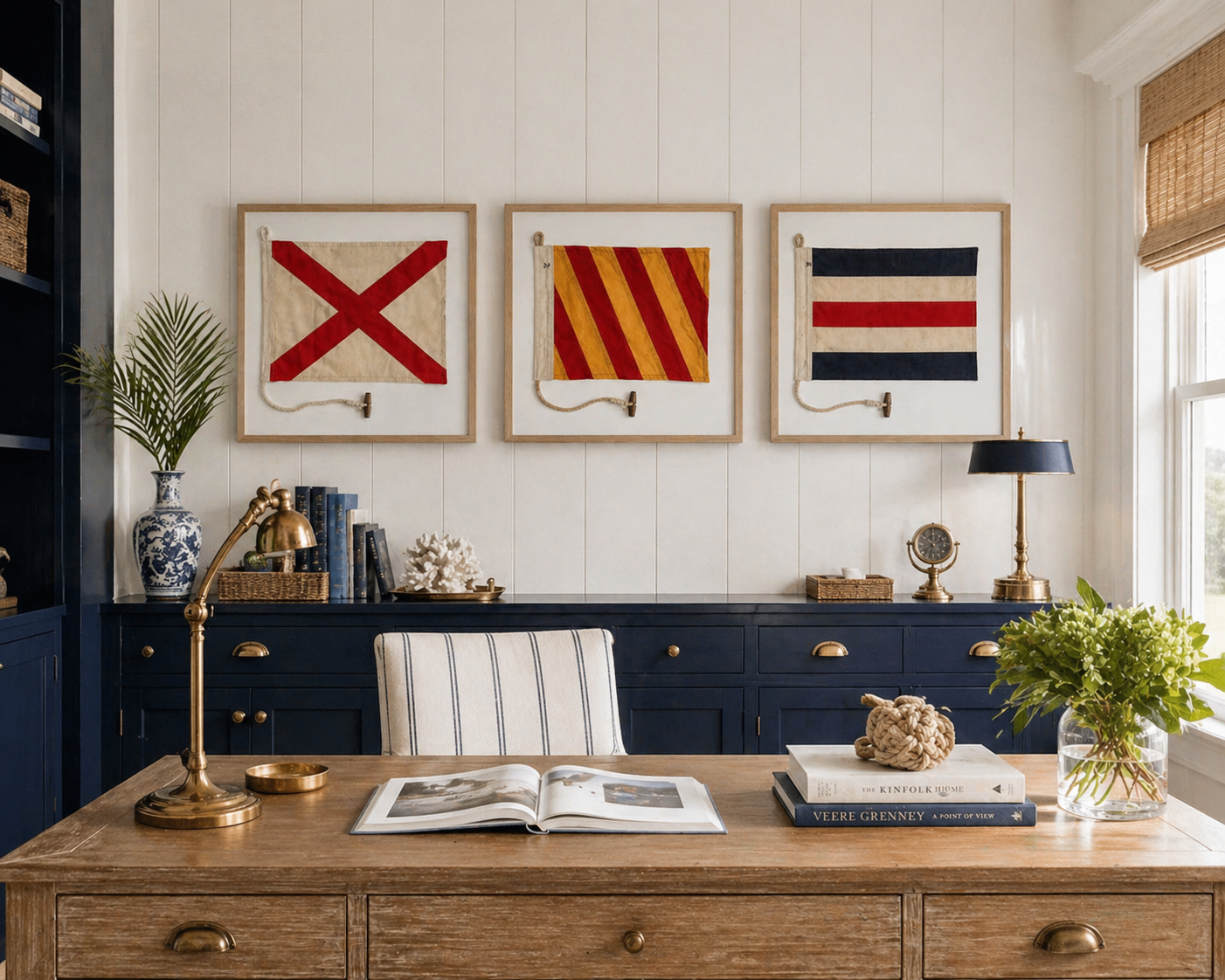 Signal Flag Art in an Office setting with nautical elements