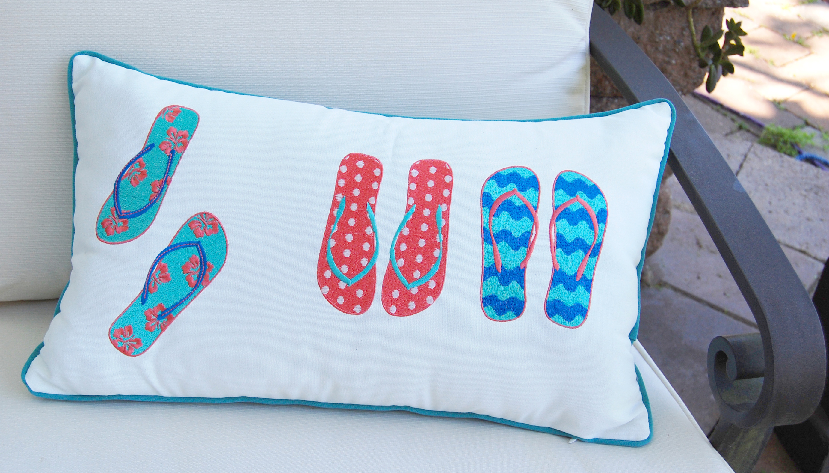 Flip Flop Embroidered Pillows