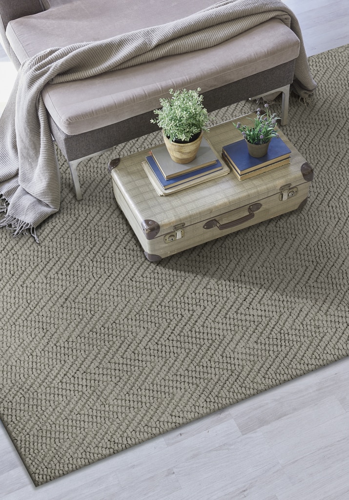 Grey Herringbone Design Jute Area Rug