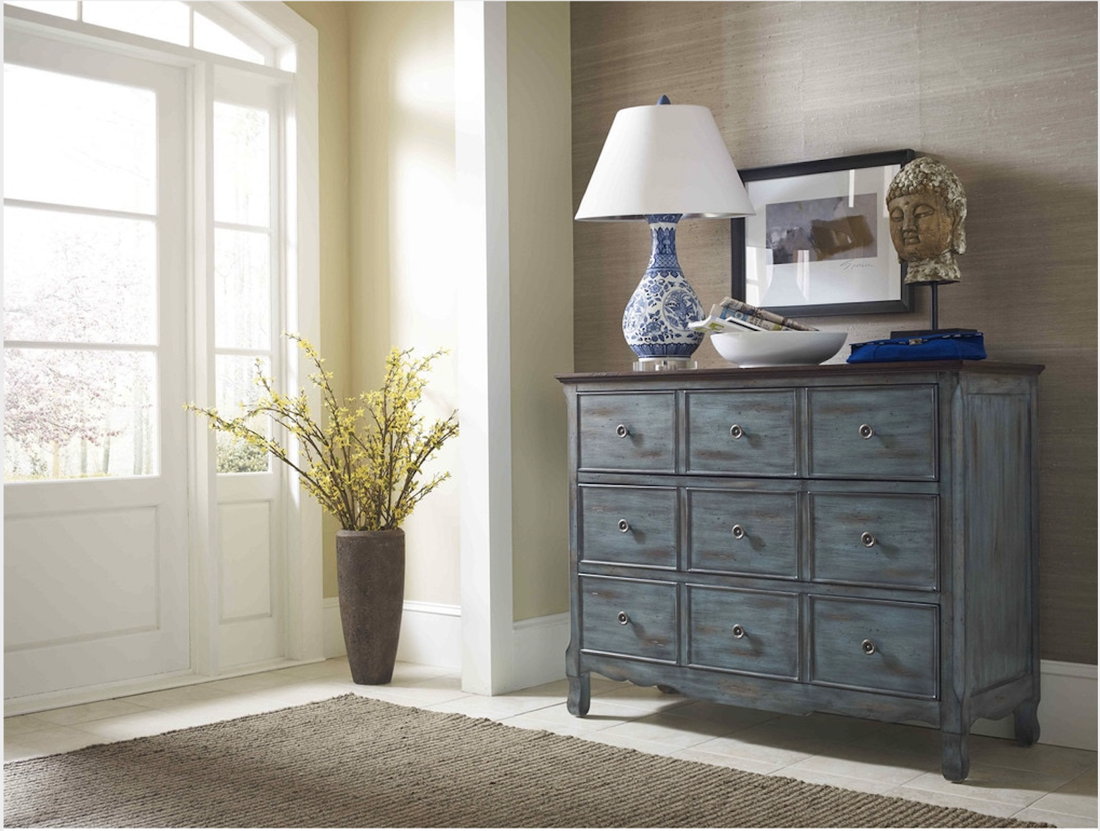 Harstene 3-Drawer Chest in Moonstone Blue