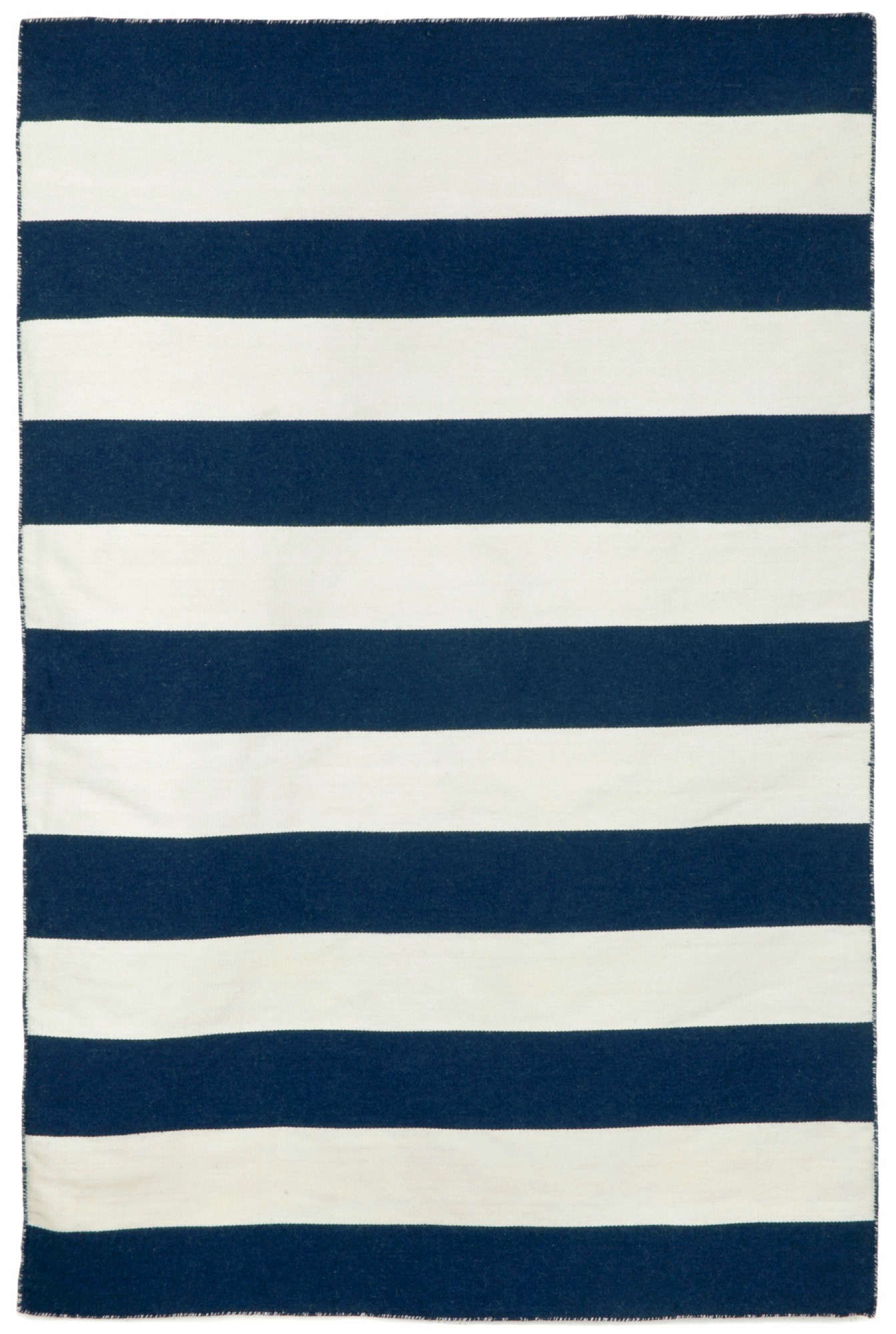 Rugby Navy Blue and White Striped Rug