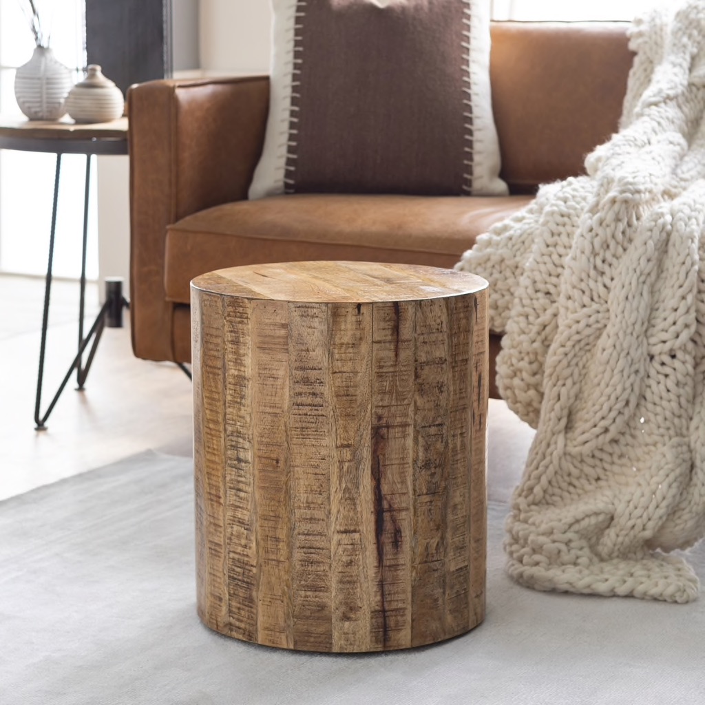 Troyes Natural Acacia Wood Side Table